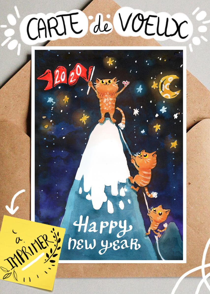 Carte De Voeux Happy New Year A Imprimer Melanie Peltier