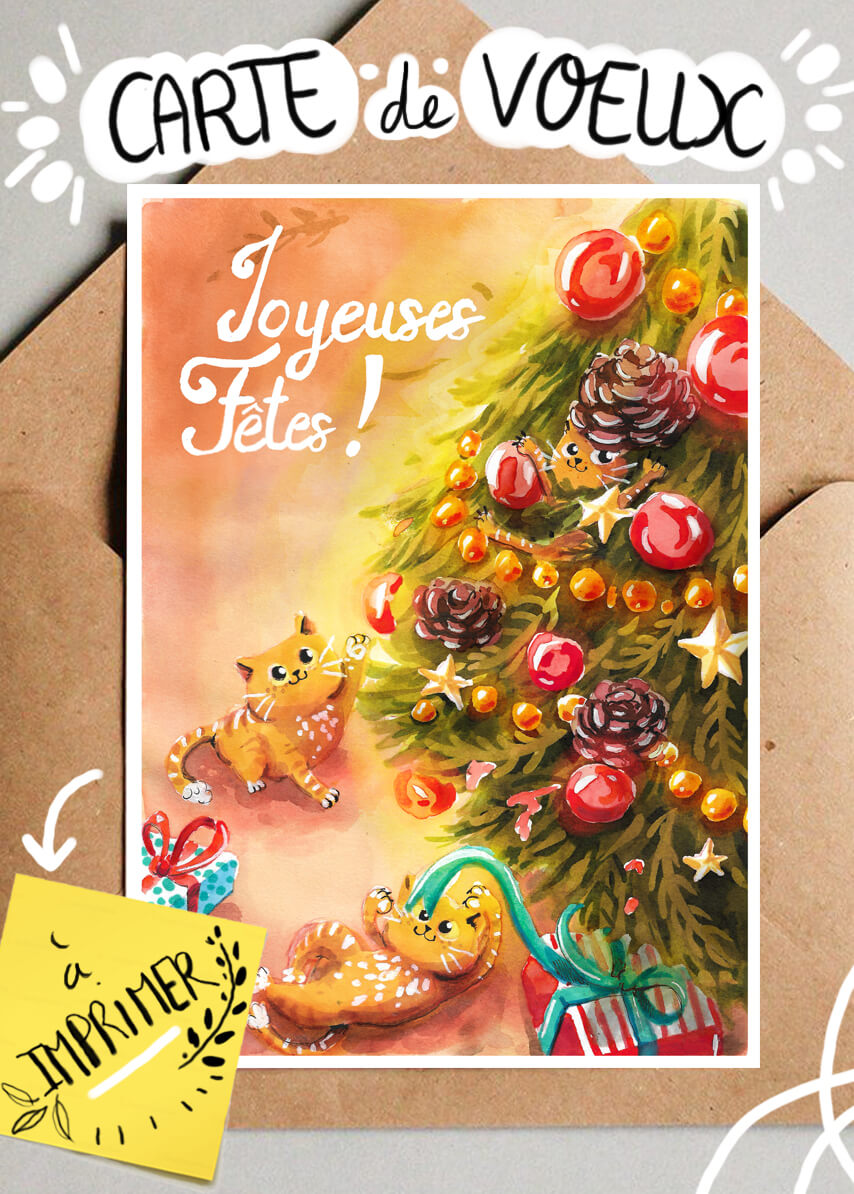 Carte De Noel Joyeuses Fetes A Imprimer Melanie Peltier