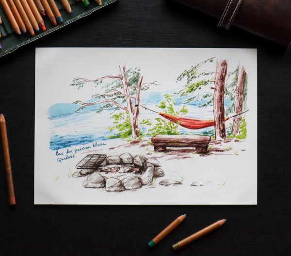 Croquis de voyage - Lac du poisson blanc